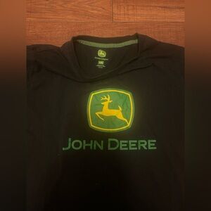 John Deere Black Tee with Green Logo